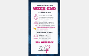 🗓️Programme du week-end 15-16 novembre! 