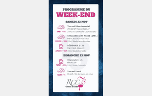 📆Programme du week-end 22-23 Novembre