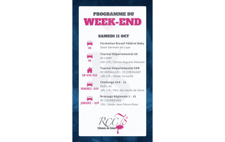 Week-end 11/12 Octobre Programme 