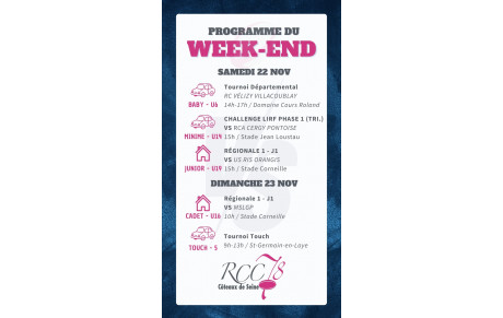 📆Programme du week-end 22-23 Novembre