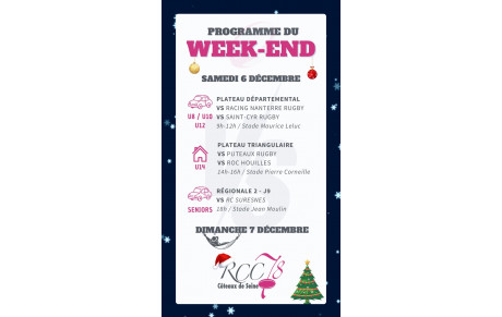 Programme du Weekend 6 et 7 Décembre
