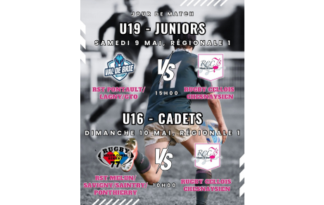 🏉📅 Affiche du week-end – 9 &amp; 10 mai