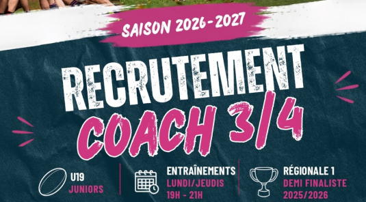 🏉 LE RCC 78 RECRUTE SON FUTUR COACH 3/4 – U19 JUNIORS 🏉